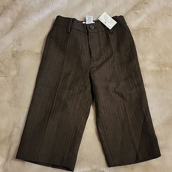 JANIE AND JACK SPECIAL OCCASION BROWN WOOL PINSTRIPED PANTS - NEW! - Picture 1 of 6